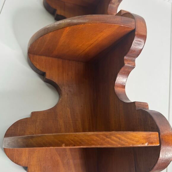 Vintage Wood Corner Shelf 3 Tier Wall Hanging Display Cottagecore Rustic 17” - Picture 8 of 10